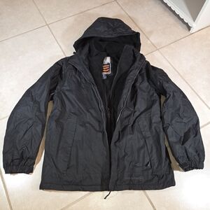 Free Country Black Jacket Winter Jacket Hooded Dobby Textured